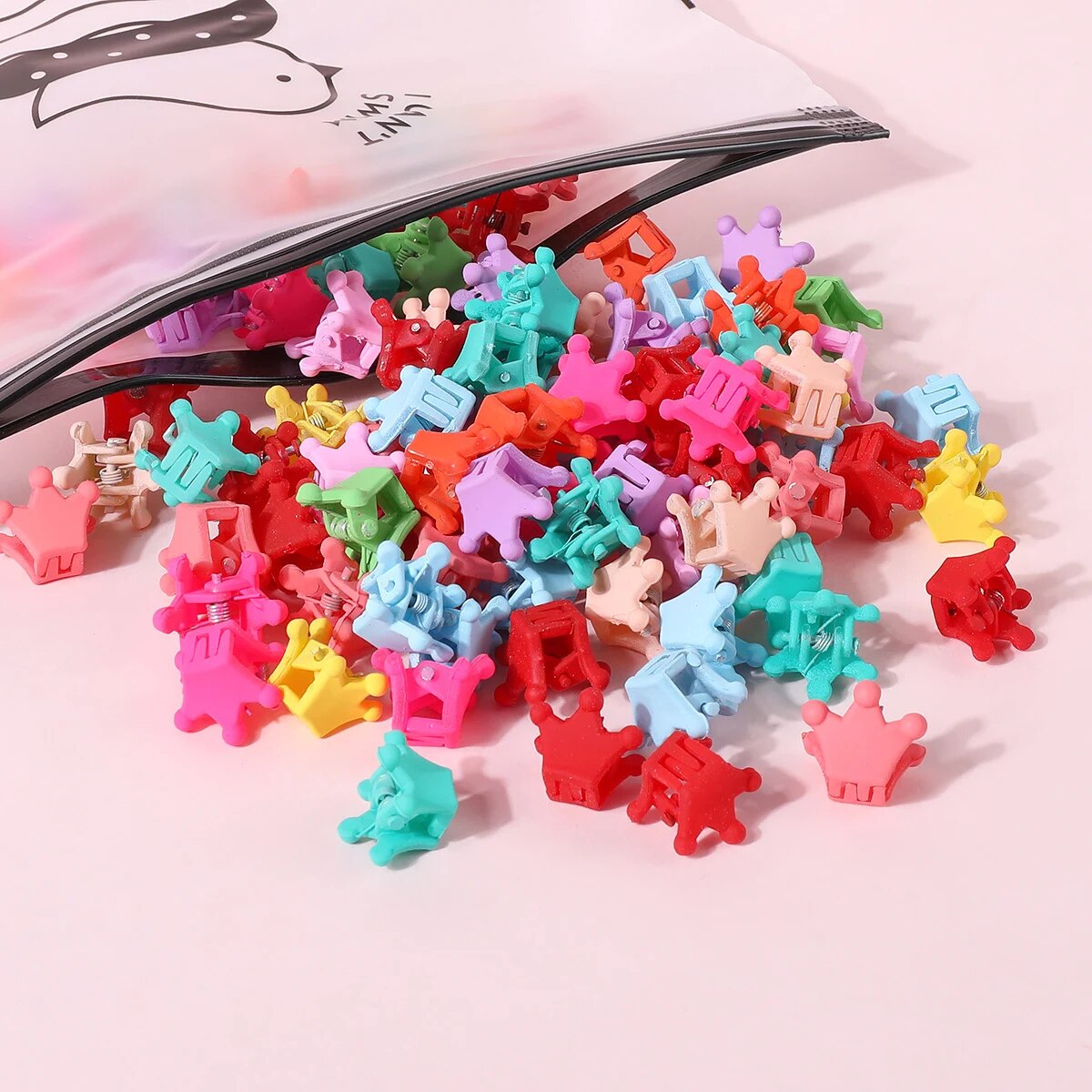 50 Uds. Pinzas para el cabello de dibujos animados bonitos para niñas, pinza pequeña con forma de flor y estrella, pinza para el pelo pequeña, horquilla dulce para niños, accesorios para el cabello de: Rojo