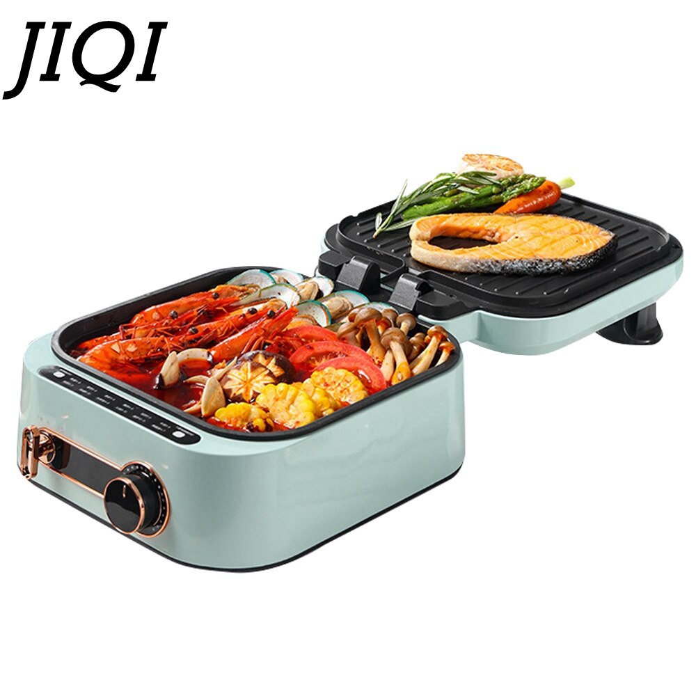 JIQI – poêle électrique à Double face, 220V, appareil de cuisson domestique, poêle chauffante, pour Pizza, tarte, crêpes, BBQ, plaque chauffante