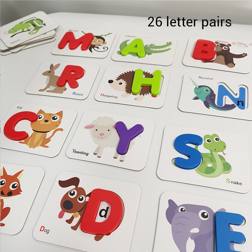 Children 3D Alphanumeric Matching Card Preschool Learning Toy Alphabet And Number Puzzles Animal Recognition Education Toy #30