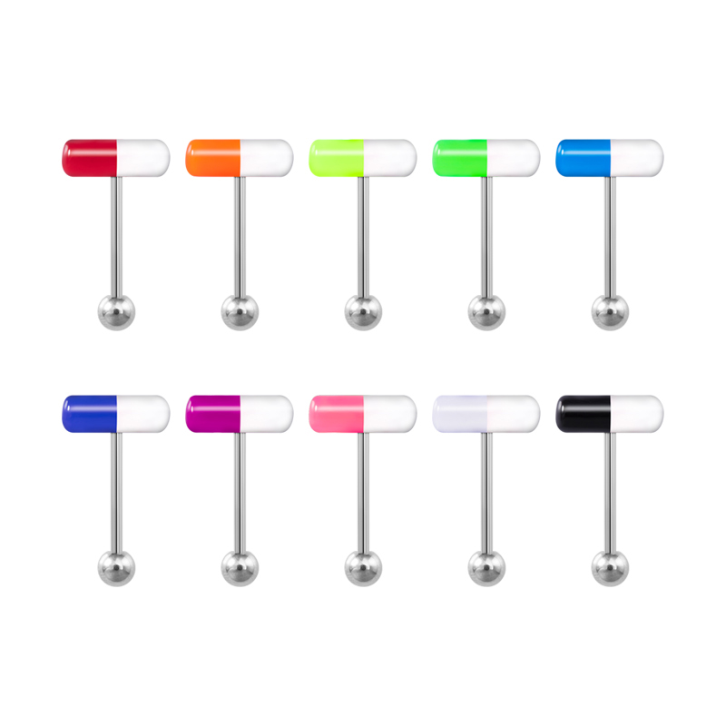 1/3PC Kleurrijke Capsule Tong Ringen Acryl Gemengde Kleur Chirurgisch Staal Tong Piercing Vrouwen Lichaam Sieraden
