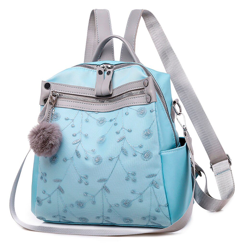 Women's Embroidery Backpack Luxury Multi-funtion Bag Casual Cute Shoulder Bag Girls Retro Bosla#G3: Blue