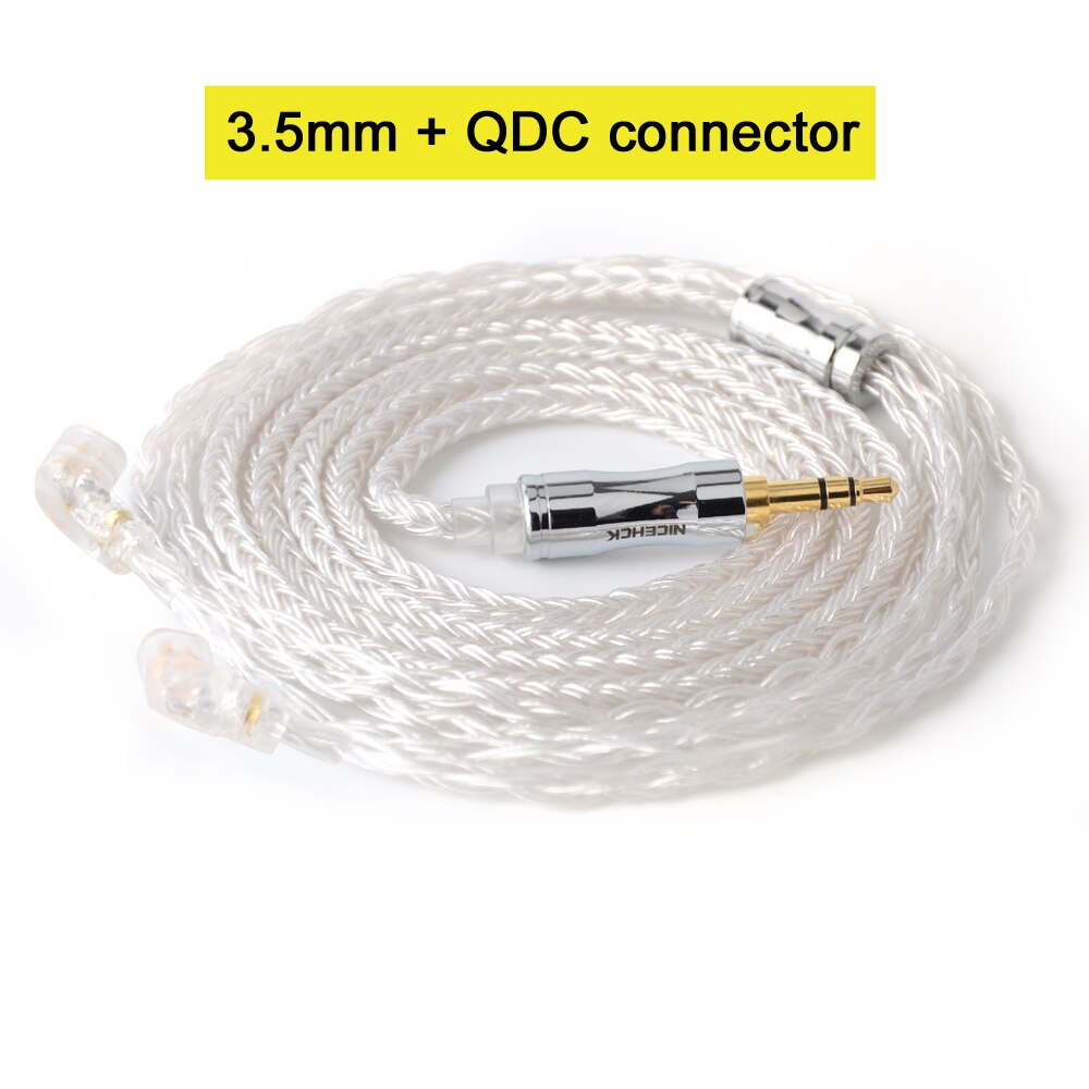 NICEHCK C16-1 16 Cores Silver Plated Cable 3.5/2.5/4.4mm Plug MMCX/2Pin/QDC/NX7 For TFZ KZCCA ZSX C12 NICEHCK NX7 PRO BL-03: 3.5mm With QDC Pin