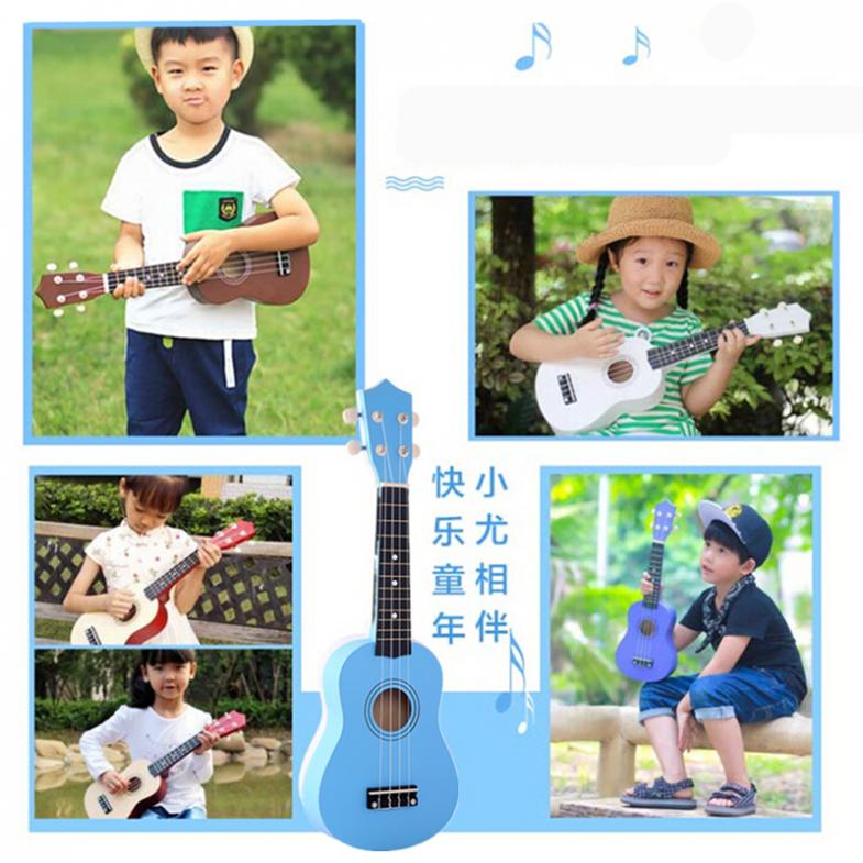 21 Inch Soprano Ukulele Hawaii Four String Guitar + String + Pick Accessories for Beginners Children Christmas