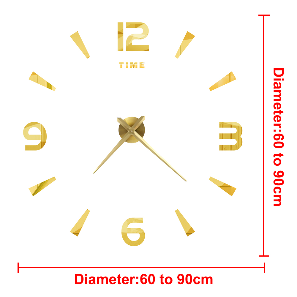 Relógio de parede moderno de 27 "~ 47", para decoração de sala de estar, sem moldura, faça você mesmo, com número de espelho, adesivo para decoração de quarto de casa: Cáqui