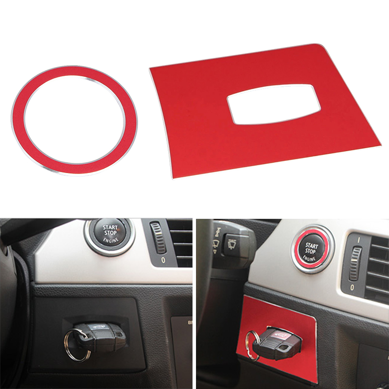 1Pcs Auto Start Stop Motor Push Switch Knoppen Trim Start Knop Cover Case Shell Sleutel Gat Sticker Auto Interieur styling