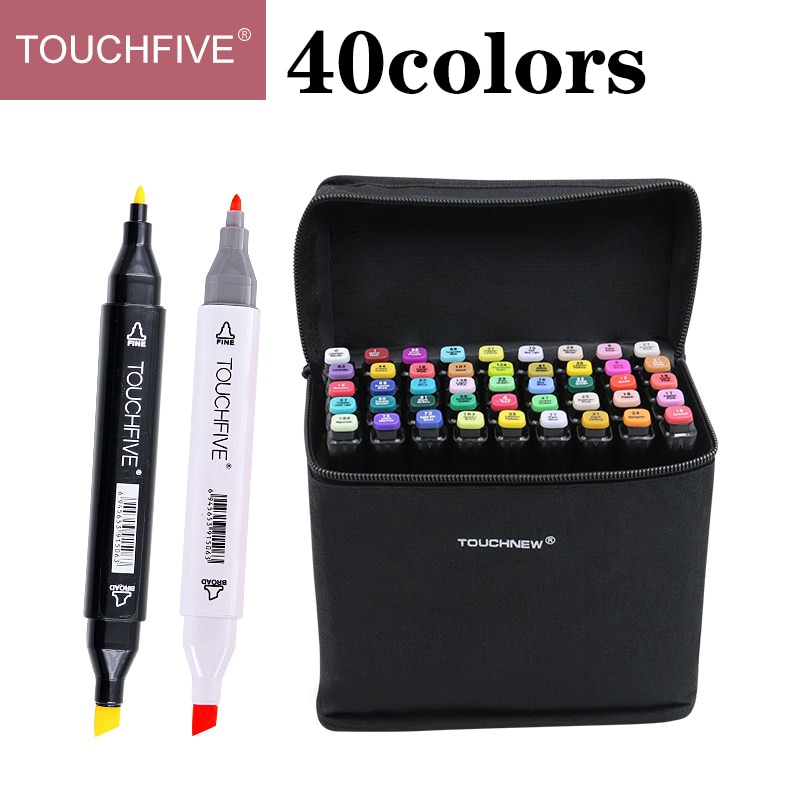 TouchFIVE 40 couleurs double tête Art marqueurs ensemble stylo marqueur d'alcool huileux pour dessiner Manga vêtements de produit croquis marqueurs