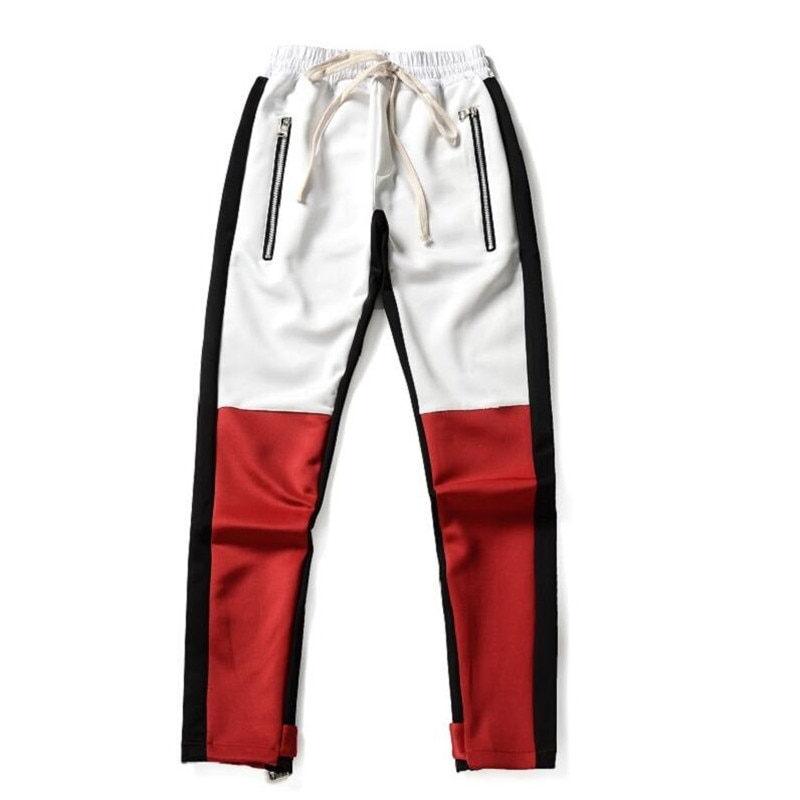 3 farver herre hip hop punk bukser patchwork røde underdele streetwear herre ankel lynlås vintage joggers hiphop skinny sweatpants