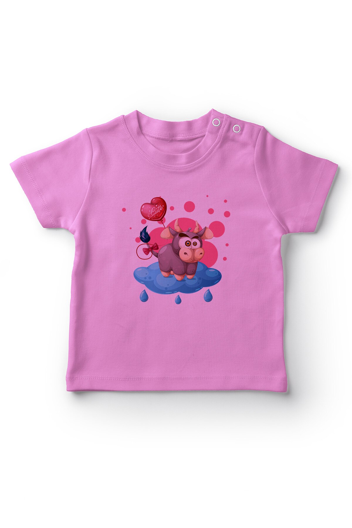 Angemiel Baby Wolken Op Zoete Koe Meisje Baby T-shirt Roze