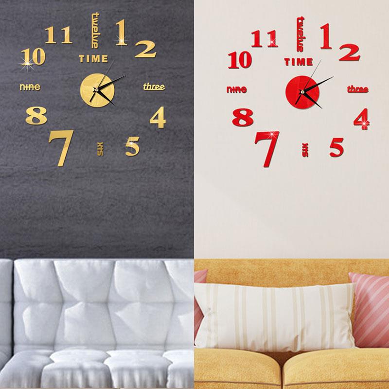 Reloj de pared con espejo acrílico, adhesivo autoadhesivo para pared Diy, 4 colores, adhesivos de pared para dormitorio a la