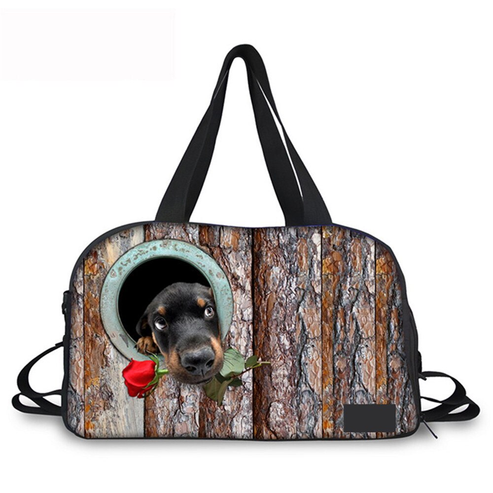 Diseños extravagantes 3D para perros con patrón de rosas impresas, bolsa de viaje de gran capacidad, informal, para equipaje de mano, de viaje, fin de semana: C0196T