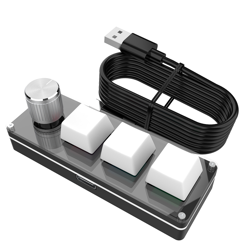 3 Key 1 Knob/4 Key One Handed Mechanical Gaming Keyboard RGB Wired USB Mini Mechanical Keyboard Hotswap for Macbook PC Laptop: WHITE