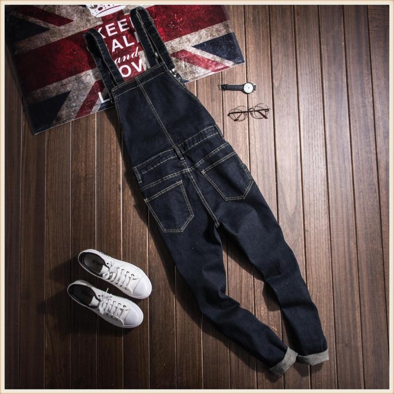 Korean style hip hop Plus Size 4XL Black Denim Slim Jumpsuit Male Suspender Bib Long Pants Casual Jeans Overalls 060806