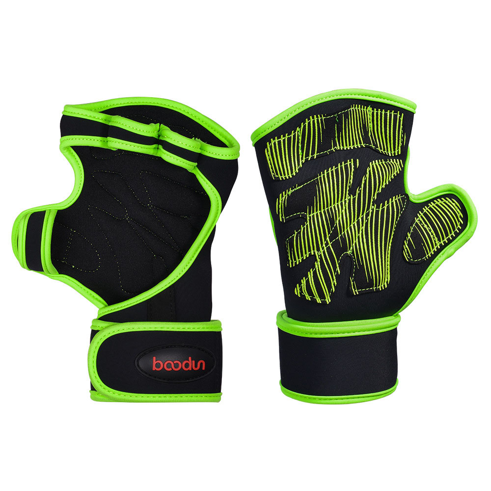 Nuevos guantes de fitness medio dedo equipo desgaste Palma silicona antideslizante muñeca fitness guantes deportes Palma