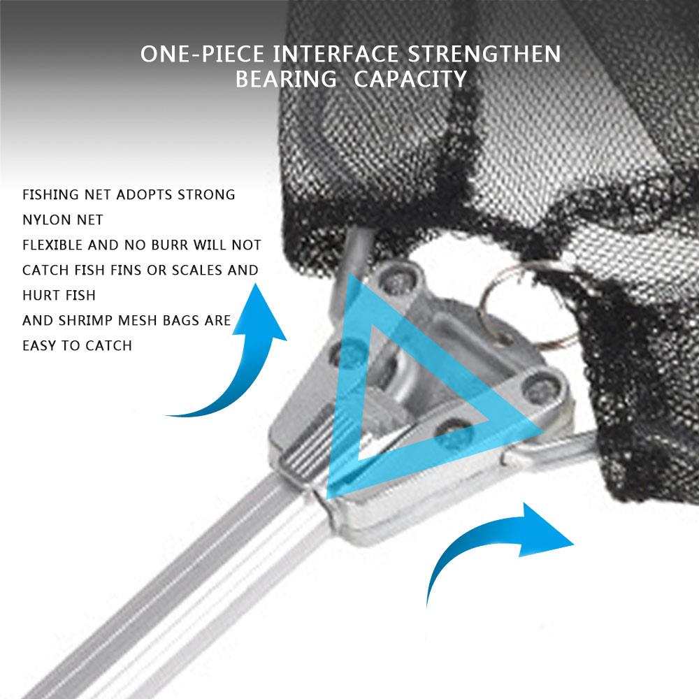 50cm Aluminum Alloy Fishing Landing Net Outdoor Folding for Bird Extended Telescopic Rod Handle Fishing Folding Net Fishing Net