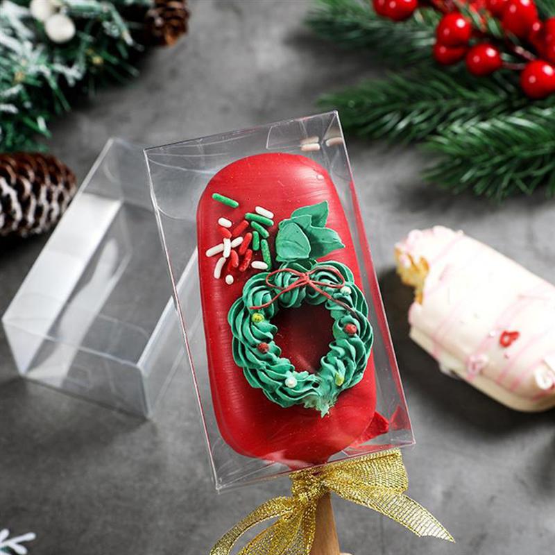 5Pcs Transparent Premium Ice Cream Shaped Boxes Clear Plastic Box for Restaurant