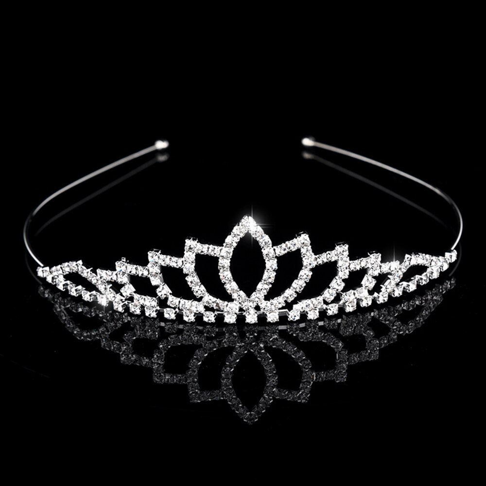 Feminino menina crianças coroa princesa cristal tiaras casamento strass bandana baile presente jóias de cabelo decoração: J009 silver