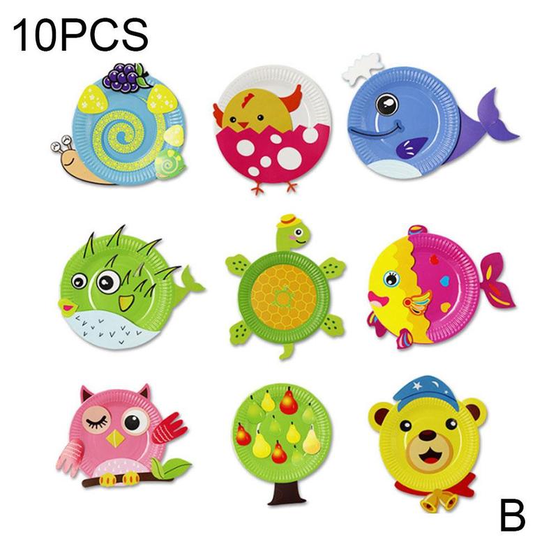 10Pcs Diy Plaat Kid 'S Handgemaakte Educatief Pakket Ouder-kind Speelgoed Set Sticker Schilderen Kleuterschool Diy Productie Puzzel: B