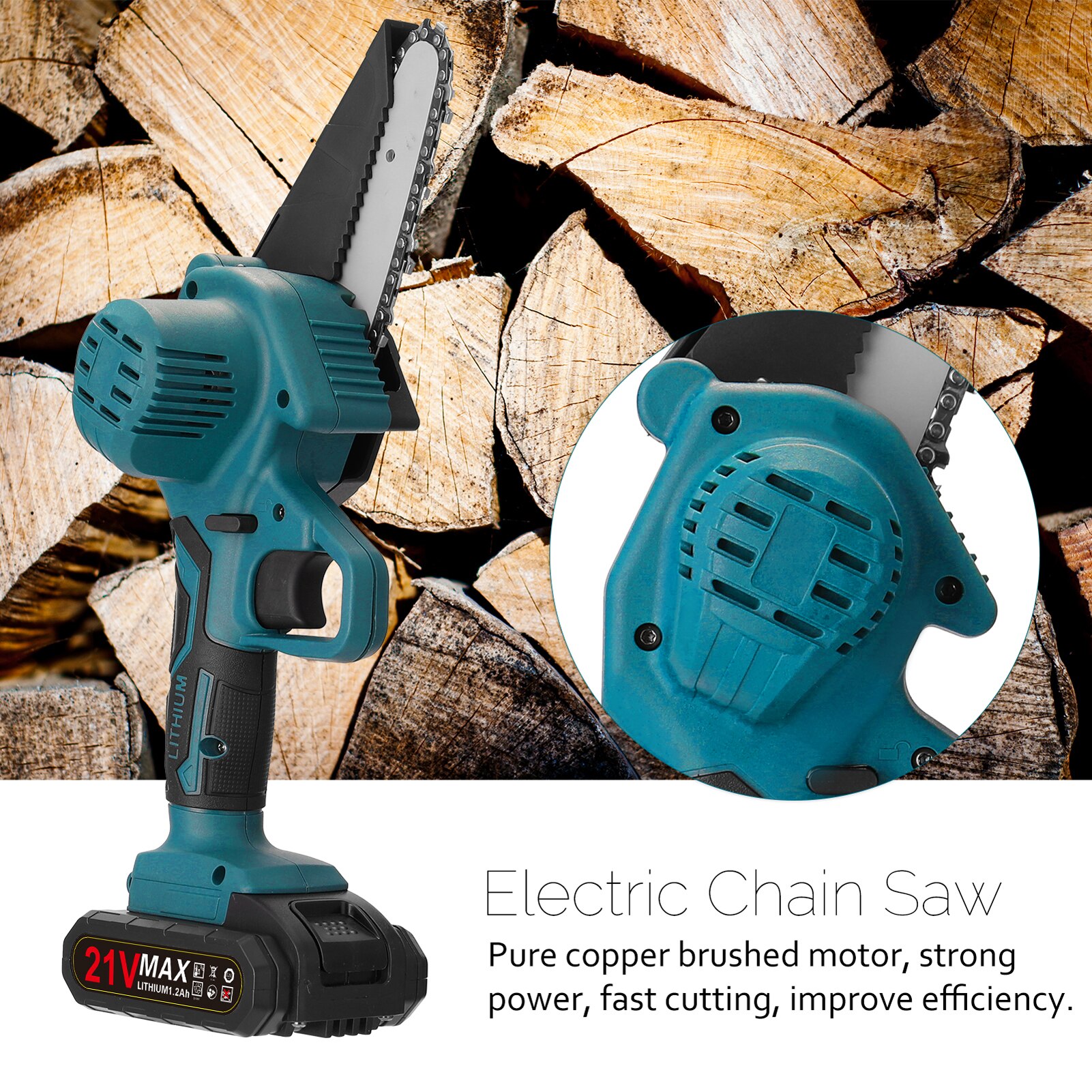 4 Inch Mini Electric Pruning Saws Rechargeable Chainsaw Portable One-handed Woodworking Tool With Battery Garden Tool for EU/US