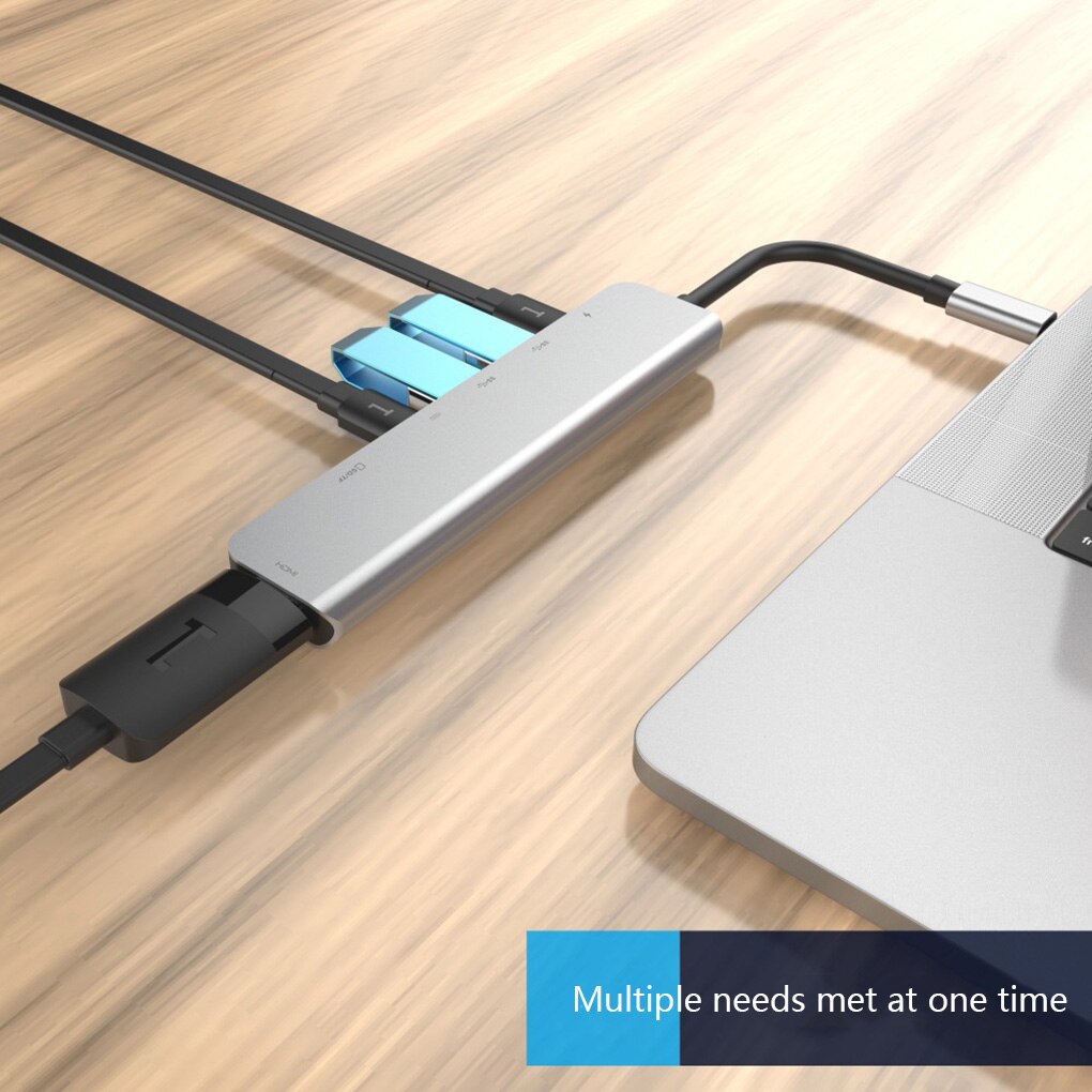 7 in 1 USB-C Hub Dock in Lega di Alluminio 4K HD 30HZ Dual USB 3.0 Port Adapter PD USB C Slot SD e lettore di Schede di TF