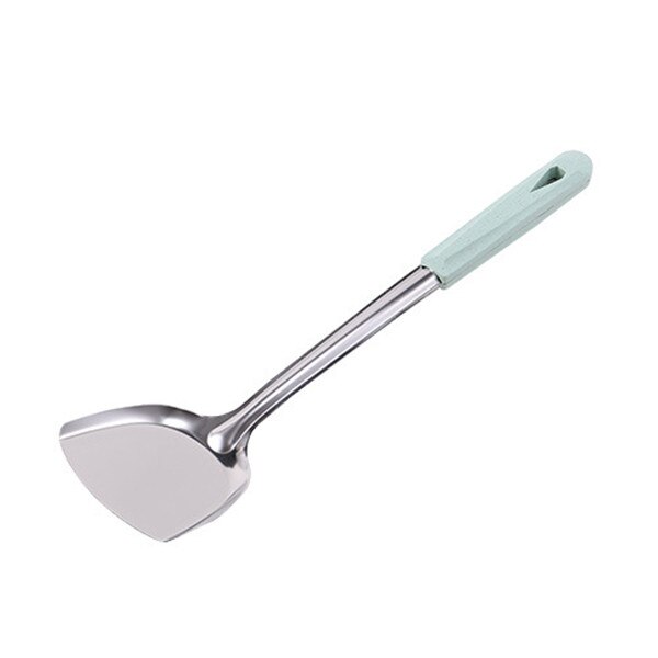 Rvs Draaiers Lepel Spatel Scoop Tarwe Stro Schop Turner Koken Gereedschap Holder Chinese Japanse Keuken Untesils 1 PC: green turner