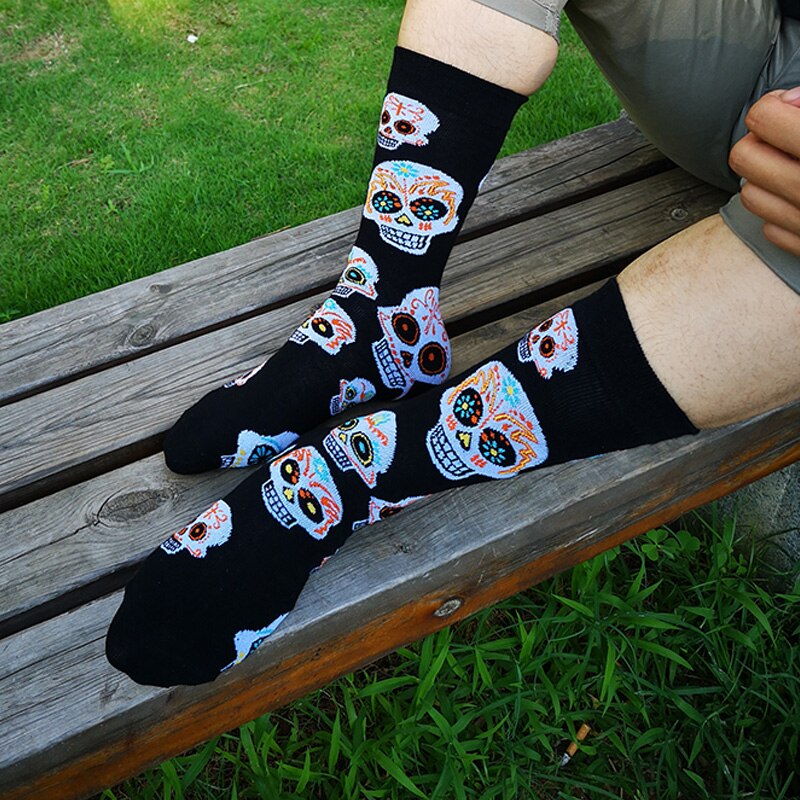 Nedenunder 5 par/parti efteråret ankom skateboarding sokker mænd kunst britishstyle streetwear hip hop calcetines