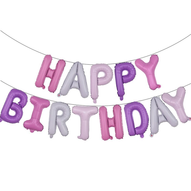 13Pcs Happy Birthday Balloons Foil Letter Balloon Birthday Party Decorations Kids Adult Birthday Balloons card packaging: Mix purple