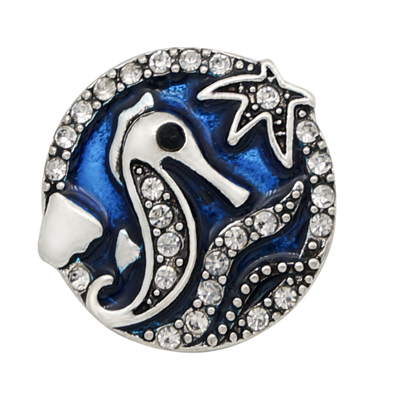 Blauw Stijl Fish Zeester Mermaid Conch Dolfijn 18Mm Snap Knoppen Fit Diy 18Mm Snap Armband Snap Sieraden Kerst: VERMEIL