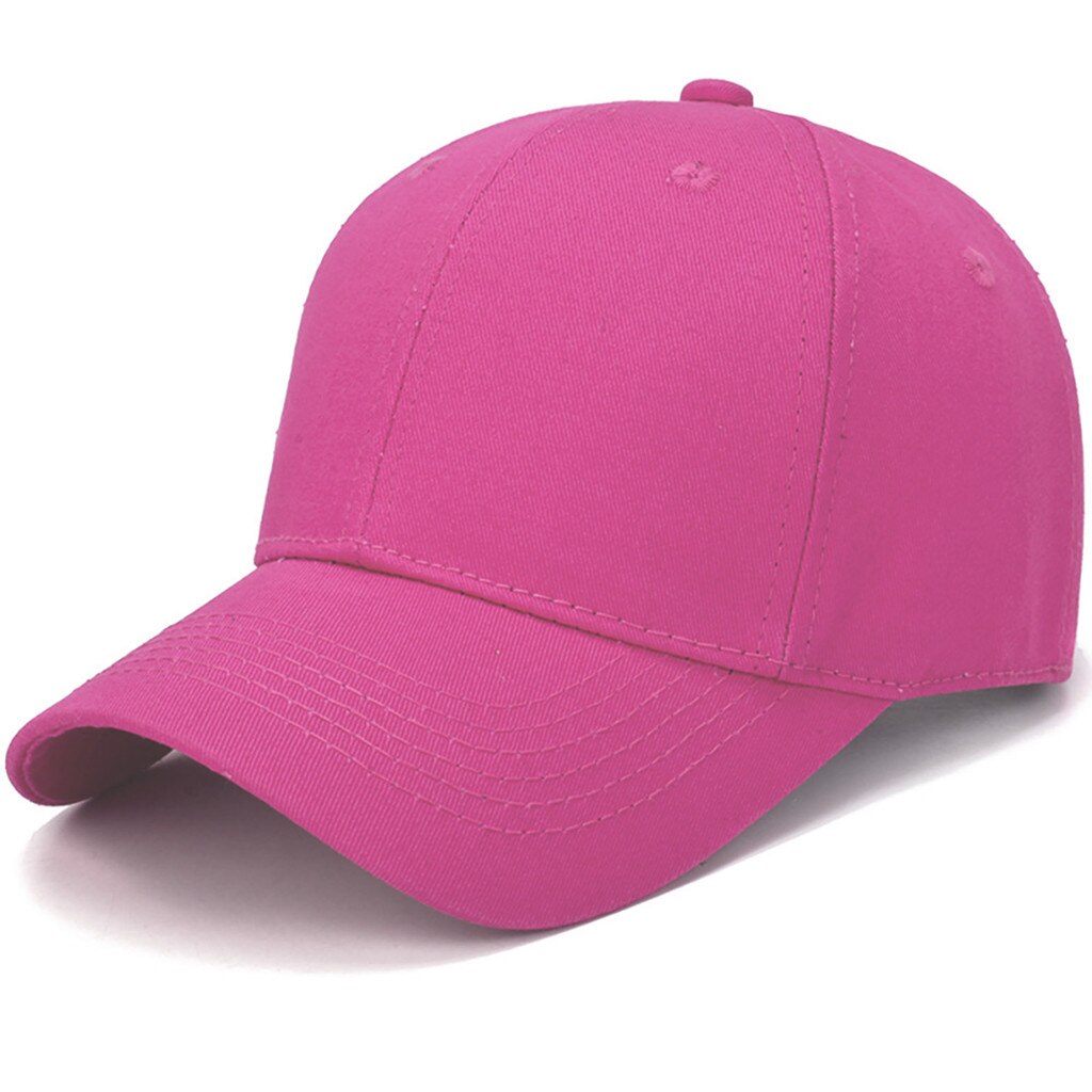 women's cap men solid unisex black women men's baseball cap men female cap black baseball cap women: Hot Pink