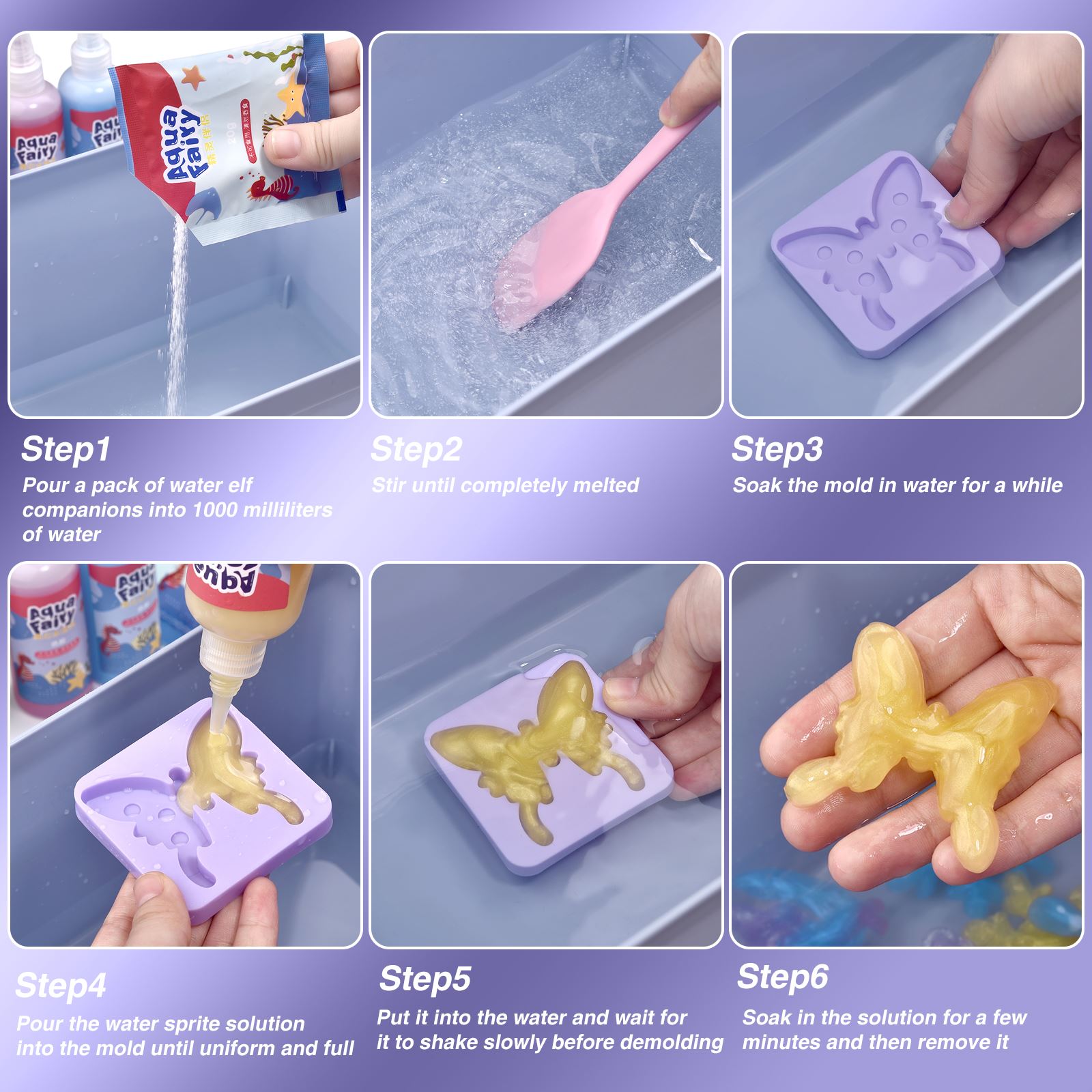 Leuchtende Fee, magische Wasserelfe, leuchtet im Dunkeln, ozeanische Form, Aqua-Fee-Gel-Sets, DIY-Handwerk, Materialien, für Kinder