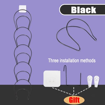 Perchero para gorras de béisbol, organizador para el hogar, colgador para puerta de armario, ganchos para Bata: black