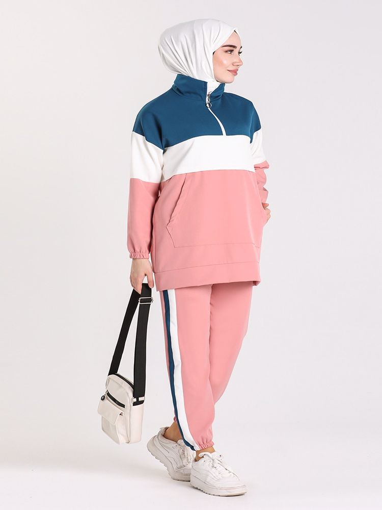 Kangourou – ensemble pantalon Double poches pour femmes, 2 pièces, col ras du cou, tunique taille haute, jambes larges, quatre saisons