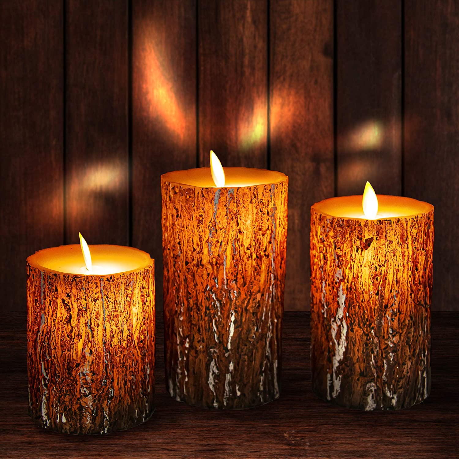 Flameless Candles Battery Operated Flickering Candles with Real Wax Pillar, Remote Control, 24-Hour Timer Function