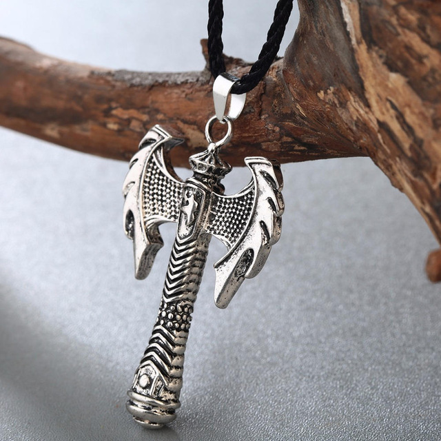 CHENGXUN Viking Wolf Knot Antique Religious Pendant Necklace Men Male Punk Cool Boys Collier: 08 / Silver