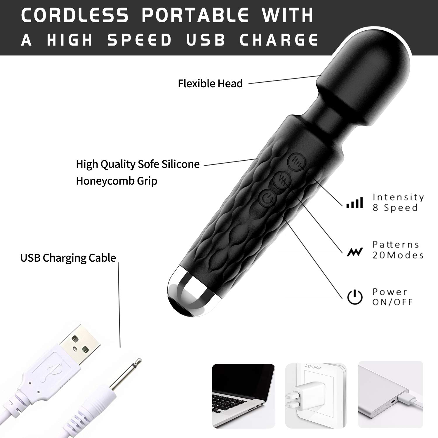 2 Pack Vervanging Dc Oplaadkabel 2.5Mm Usb Adapter Cord Snel Opladen Cord, Geweldig Voor Meest Wand Massager