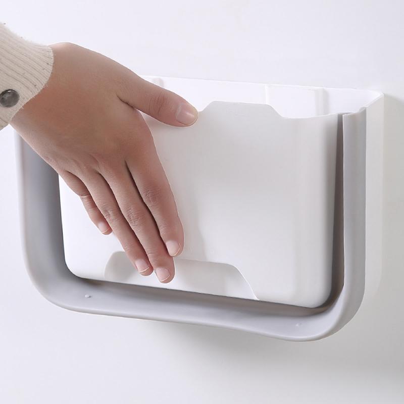 Waste Bin Hanging Trash Bin Cabinet Door Toilet Waste Storage Wall Mounted Folding Bathroom Kitchen Cabinet Household Cleaning