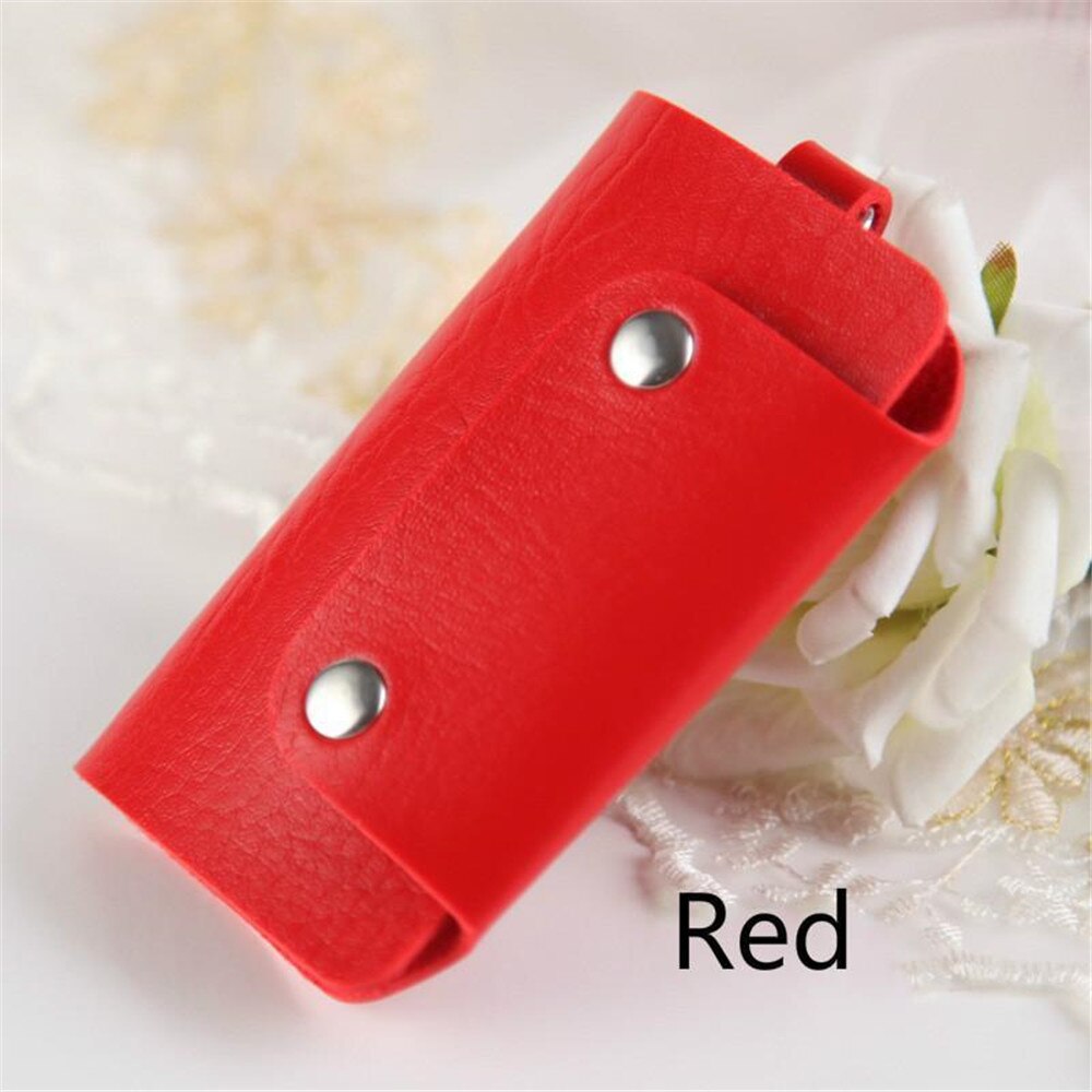 Offre spéciale en cuir PU gouvernante titulaires voiture porte-clés porte-clés sac étui portefeuille couverture boucle clé portefeuille étui voiture porte-clés: Rouge