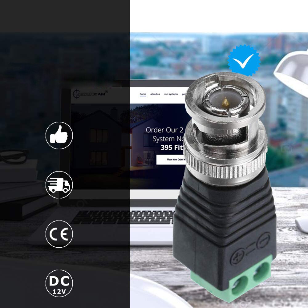 ANPEOO 10PCS BNC CCTV Connectors for AHD Camera CVI Camera TVI Camera CCTV Camera Coax/Cat5/Cat6 Cables