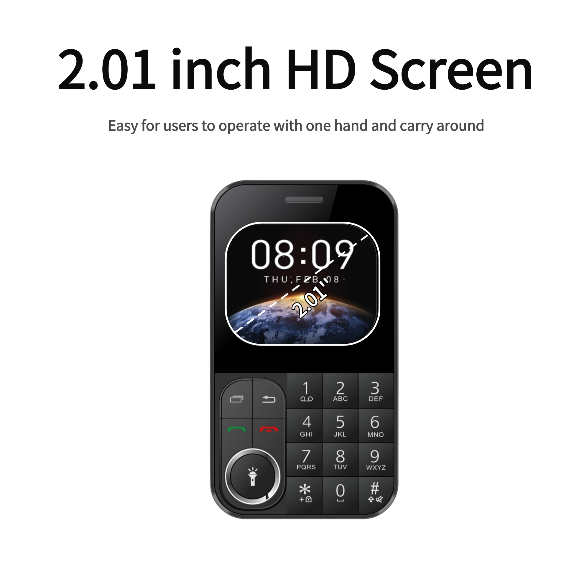 Tarjeta súper delgada para teléfono móvil, SIM Dual, pantalla HD de 2,0 pulgadas, tamaño de bolsillo, cambiador de voz mágico, botón grande, Dial LED de 8 velocidades