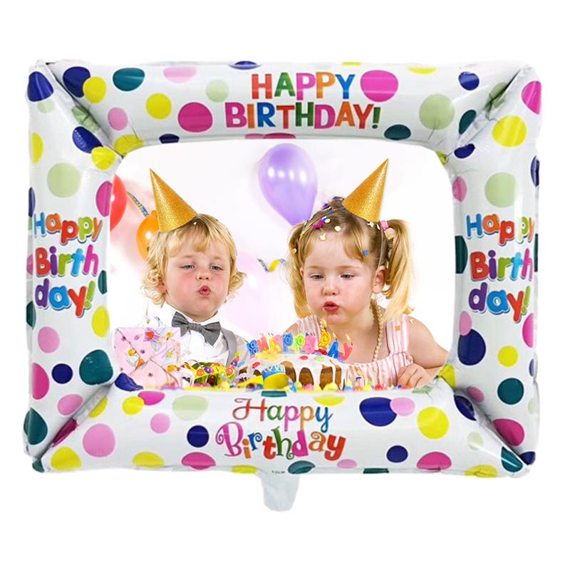 Happy Birthday Aluminum Foil Balloons Photo Booth Frame Photo Props Baby Shower Birthday Party Decorations Kid Adult Photobooth