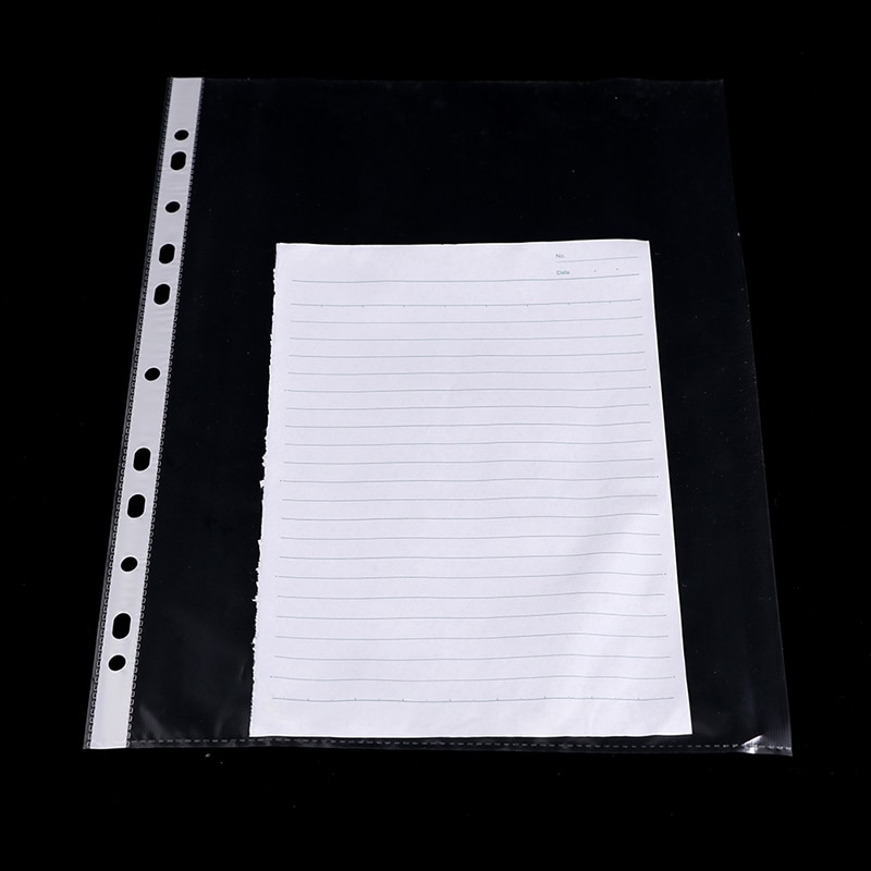 100Pcs A4 Plastic Punched Pockets Folders Filing 11 Holes Loose Leaf Documents Sheet Protectors Transparent Folder Bag