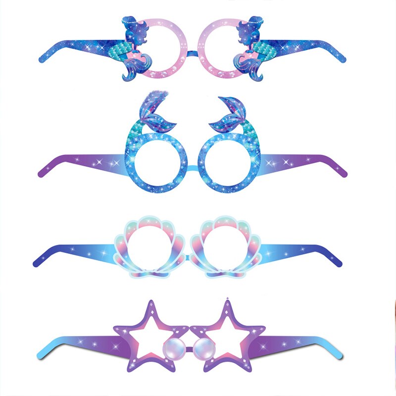 Masque thème sirène pour anniversaire, 4 pièces, sous la mer, coquille de sirène, océan, décor de fête d'anniversaire pour enfants
