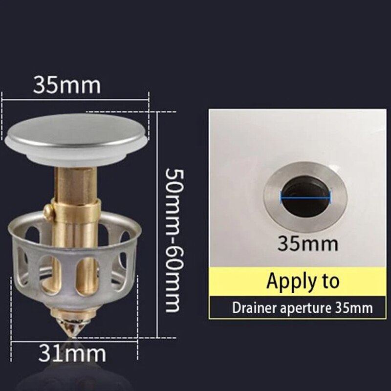 Brass sink bounce core stainless steel push plug f... – Grandado