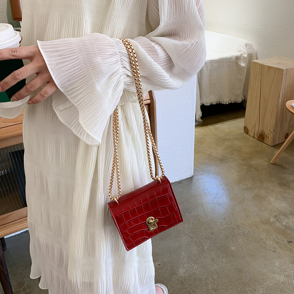 Women Mini Shoulder Bags Wild Simple Female Daily Messenger Bag Lady PU Leather Chain Crossbody Handbag