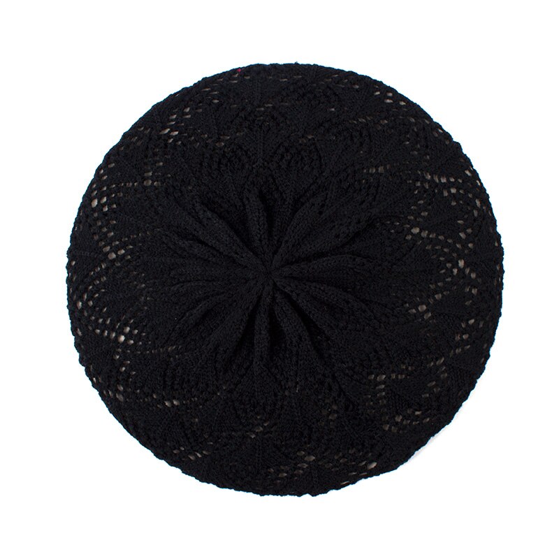 Geebro vrouwen Effen Kleur Gebreide Baret Hoed Lente Casual Dunne Acryl Baretten voor Vrouwen Dames Franse Kunstenaar Beanie Baret hoeden: Black