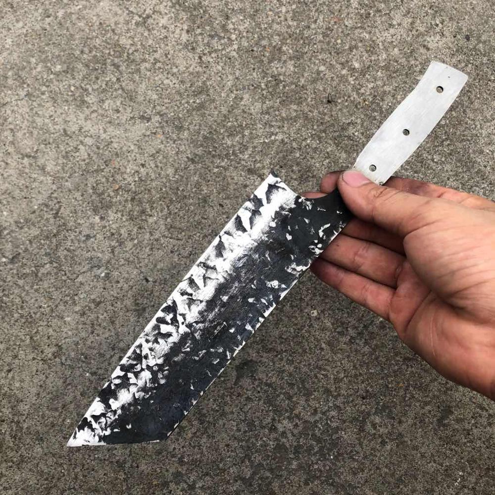 Damaskus stål smidd kinesisk kløver diy blank blade kjøkkenkniver kjøttgrønnsaker skiververktøy