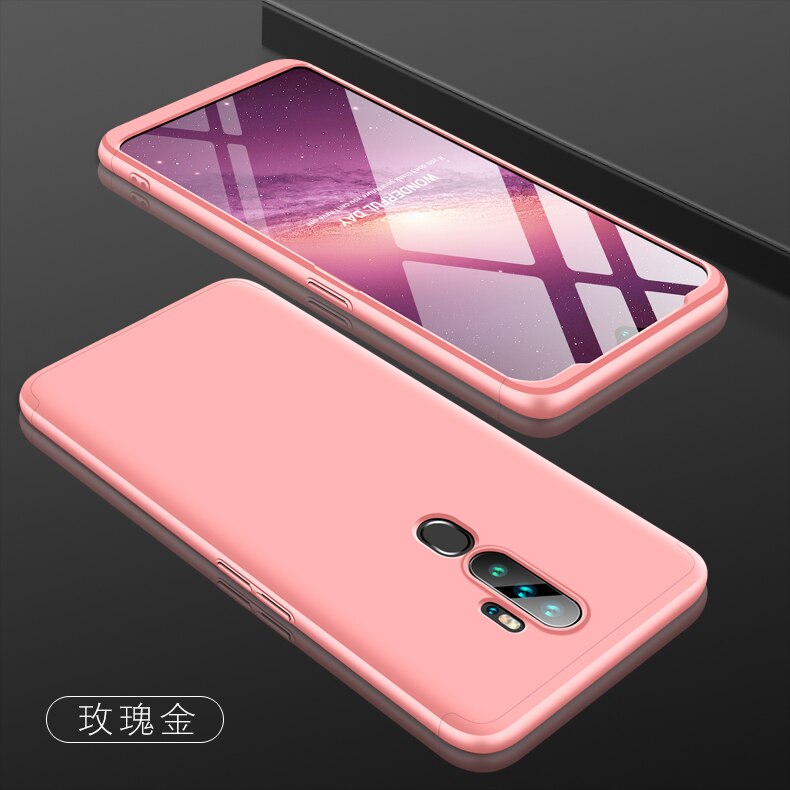 GKK funda Original para OPPO A5 A9 funda 3 en 1 protección completa a prueba de golpes funda dura mate para OPPO A11X funda Fundas: OPPO A5-2020 / Rose Gold