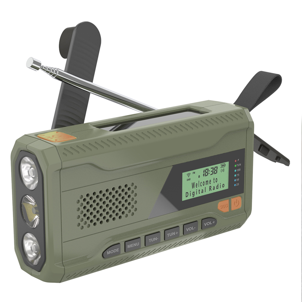 Radio de emergencia DAB/FM con Bluetooth, receptor de Radio Solar portátil, dinamo de manivela, Radio para exteriores, altavoz para acampar con linterna: Default Title