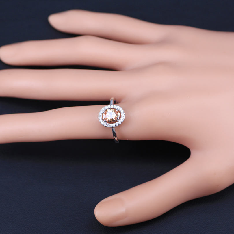 Champagne Zirkoon Vrouwen Bridal Zilver Kleur Sieraden Sets Earring Met Witte Stenen Hangers &amp; Kettingen/Ringen Set Geschenkdoos