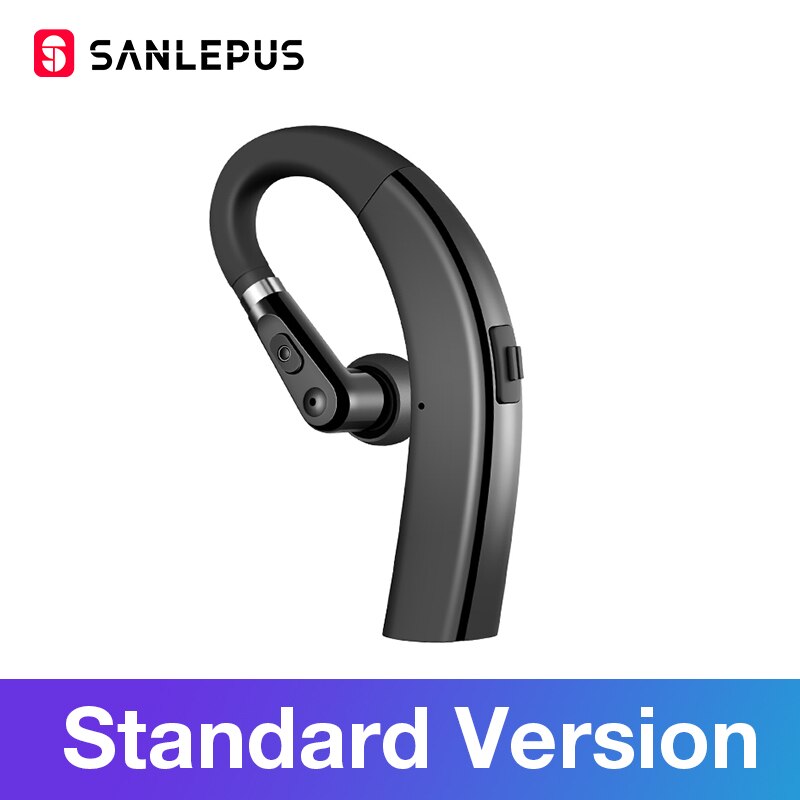Sanlepus m11 bluetooth øretelefon trådløse hovedtelefoner håndfri øretelefon headset med hd mikrofon til telefon iphone xiaomi samsung: Sort-standard