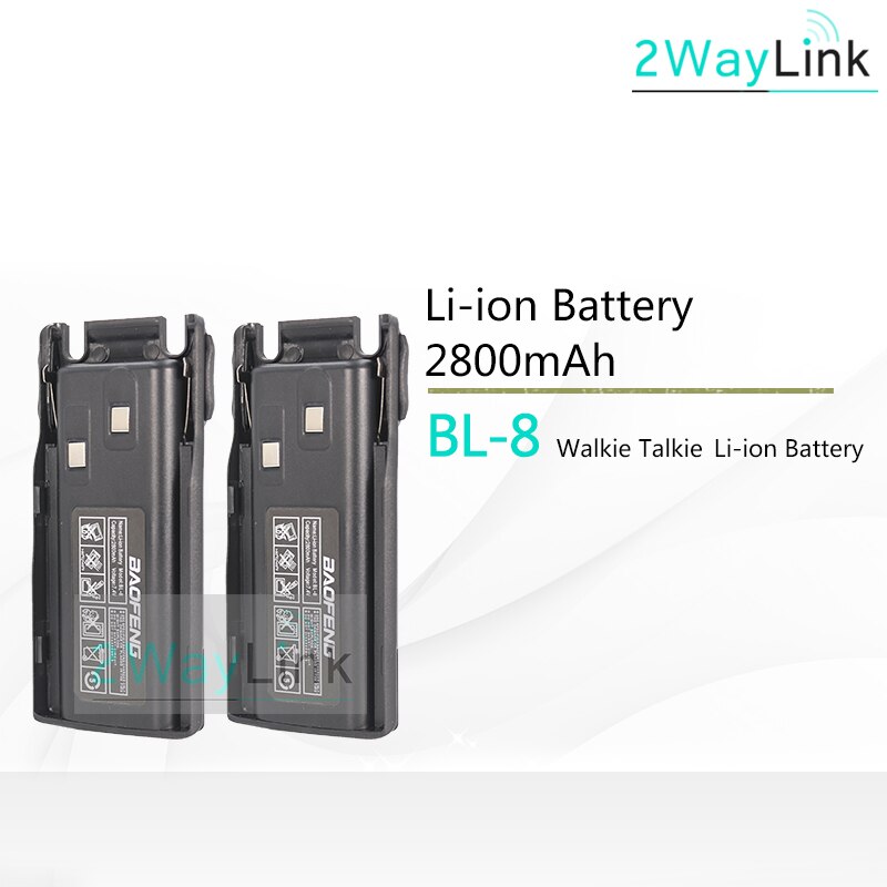 Baofeng UV-82 Batteria BL-8 Opzionale da 2800mAh 3800mAh Li-Ion batteria per UV-82 Più UV-8D UV-89 UV-82HX Radio UV-82HP Batteria: 2PCS Black